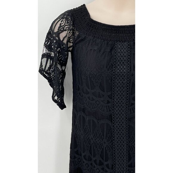 Miami Ladies Off the Shoulder Lace Dress Black Size M - Picture 3 of 11